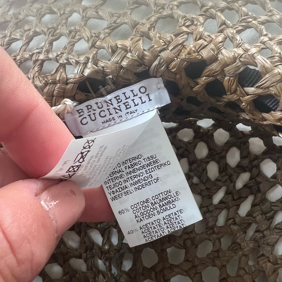 NWT Brunello Cucinelli Italy Size M Raffia women Hat Silver Monili Brown - Picture 13 of 13